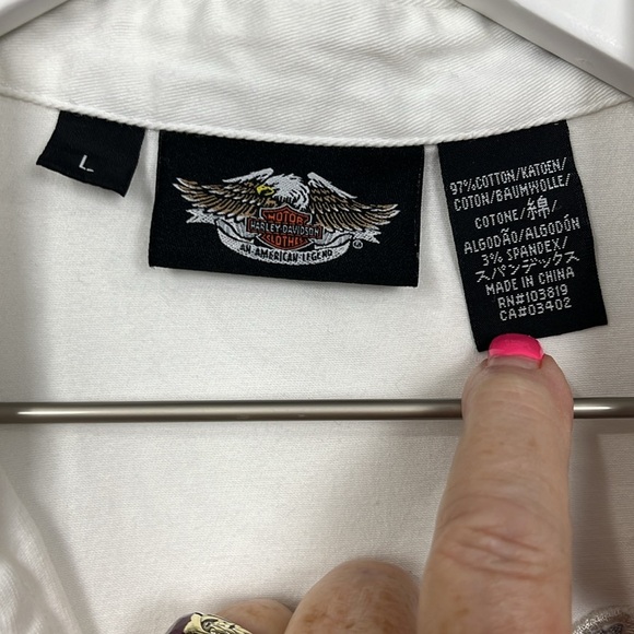 Harley-Davidson Womens Vest White L Corset Back w/Bling Zip Front Pockets Cotton - Picture 3 of 13